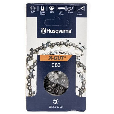 Husqvarna OEM 585550072 X-Cut C83 20in Full Chisel Chain 3 8in Pitch .050"