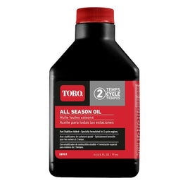 Aceite de motor de 2 tiempos original Toro OEM 38901 con estabilizador de combustible, 2.6 oz. - 0