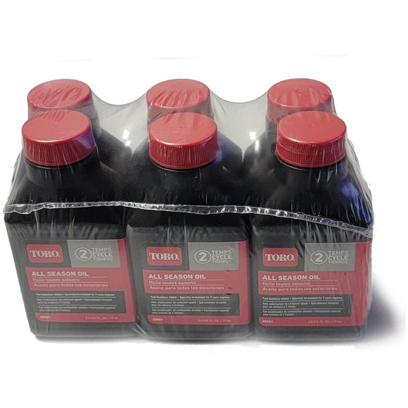 Genuine Toro OEM 6 Pack of 38901 2-Cycle Engine Oil with Fuel Stabilizer, 2.6oz.