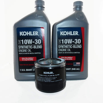 Genuine Kohler Oil Change Kit For Select Kohler Engines Contains Qty (2) 25 357 65-S 10w30 Oil, Qty (1) 12 050 01-S Oil Filter