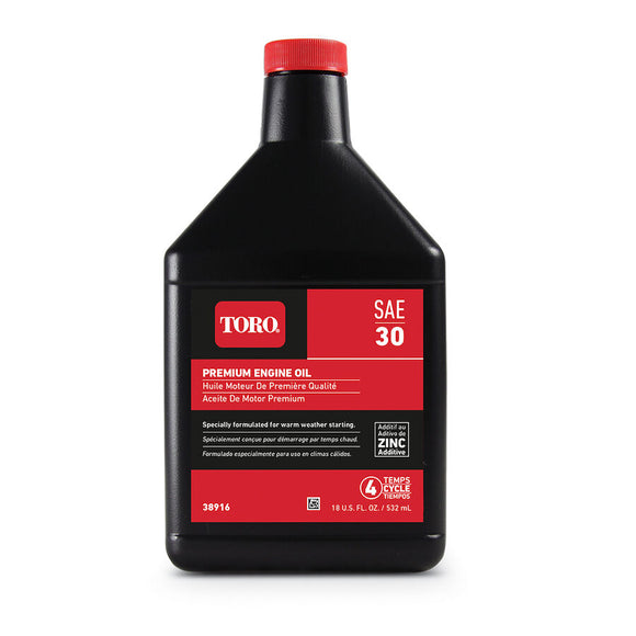 Aceite original Toro OEM 38916 SAE 30 para motor de verano de 4 ciclos, botella de 18 oz