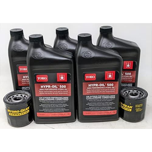 Genuine Toro Transmission Oil Kit For Hydro-Gear Transaxles Contains Qty (5) 114-4713 Hypr-Oil™ 500 (quart), Qty (2) 52114 Oil Filter