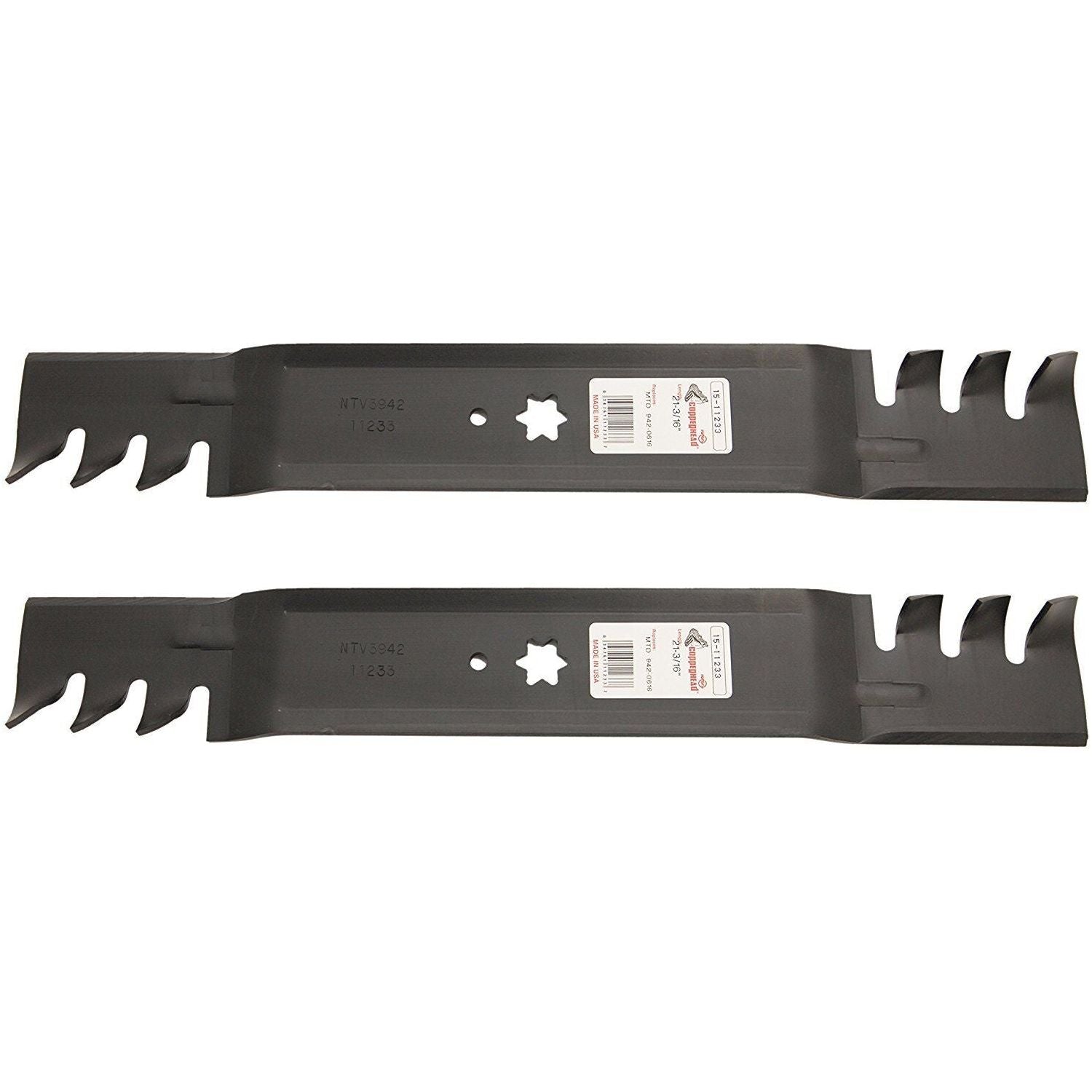 Paquete de 2 cuchillas giratorias de 21-3/16" x 6 puntos STAR MTD COMERCIAL MULCHING Compatible con: 742-04126, 742-0616, 742P04308X, 942-04126, 942-04126-X, 942-04308-X