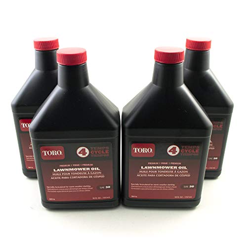 Paquete de 4 aceites originales Toro OEM 38916 SAE 30 para motor de verano de 4 ciclos, botella de 18 oz